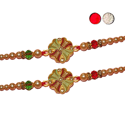 "Zardosi Rakhi - ZR-5380 A-022 (2 RAKHIS) - Click here to View more details about this Product